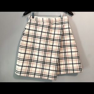 Carven Plaid A-line Skirt W/ Asymmetric Hem